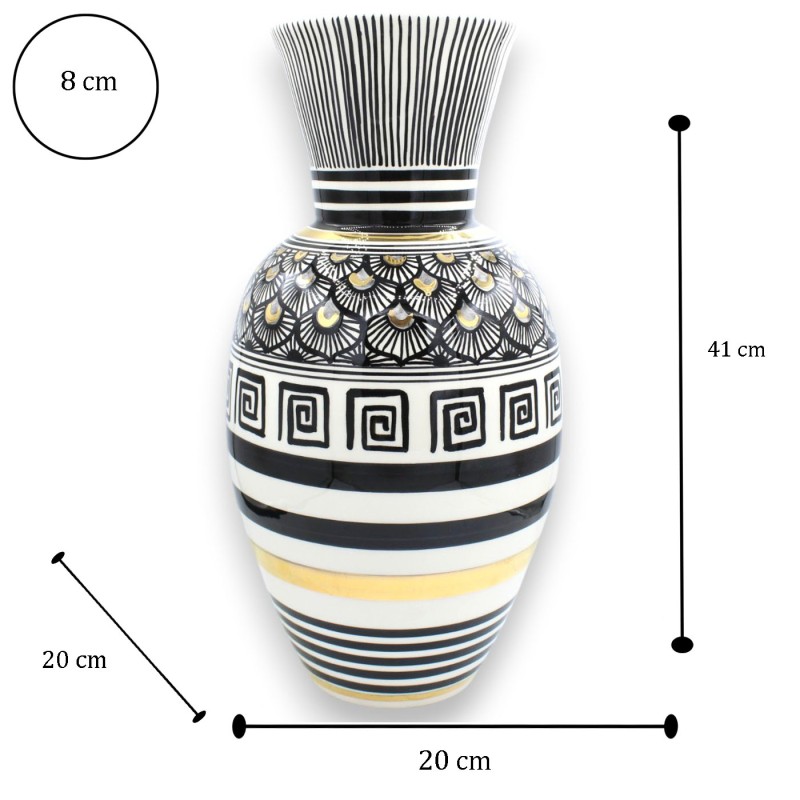 Tall Neck Vase, Caltagirone ceramic,...