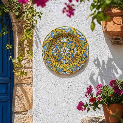 Ornamentaler Teller mit Rand, Caltagirone-Keramik, ca. Ø... 2