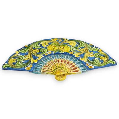 Decorative hanging fan, in Caltagirone ceramic, L 43 x h 25 cm approx. (1 unit) Two decoration options