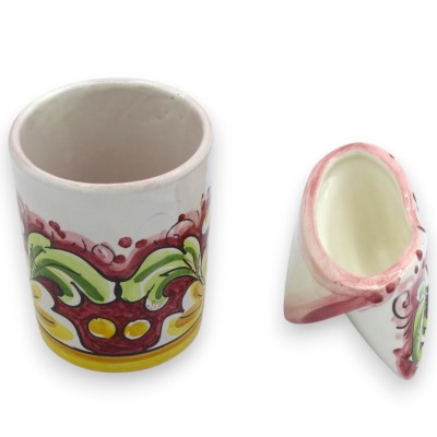 Set Porta Penne + Porta Biglietti da Visita, ceramica Caltagirone (1Unità) Varie opzioni Decoro