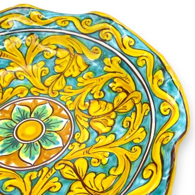 Gratängt Caltagirone keramikbordsdekoration, 2 storlekar (1 enhet) barockdekoration med palmetter och blommor