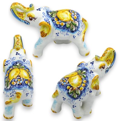 Elefante portafortuna, Ceramica Caltagirone, L 20 x h 16 cm ca. (1Unità) Vari Decori