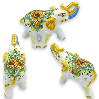 Geluksolifant, Caltagirone keramiek, ca. 20 x 16 cm hoog (1 stuk) Diverse versieringen