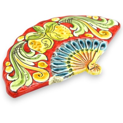Decorative hanging fan, Caltagirone ceramic, L 22 x h 13 cm approx. (1 unit) Two decoration options