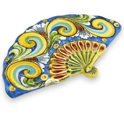 Ventilateur décoratif suspendu, céramique de Caltagirone, L 22 x h 13 cm environ (1 unité). Deux options de décoration.