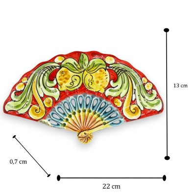 Ventaglio decorativo da appendere, ceramica Caltagirone, L 22 x h 13 cm ca. (1Unità) Due opzioni Decoro