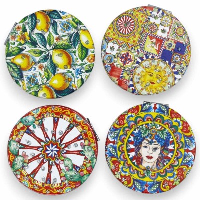 Specchietto da borsa - Ø 7 cm ca. (1pz) con 4 opzioni decoro