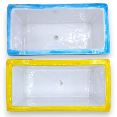 Rechthoekige vaas, fijn Siciliaans keramiek, ca. L 30 x 16 x H 15 cm (1 stuk) 2 decoratiemogelijkheden