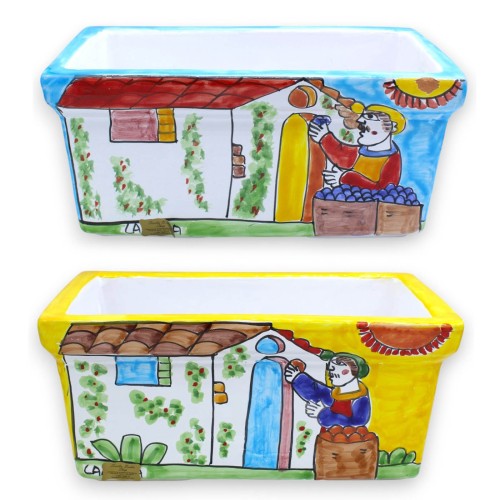 Cassetta vaso rettangolare, Pregiata ceramica Siciliana,...