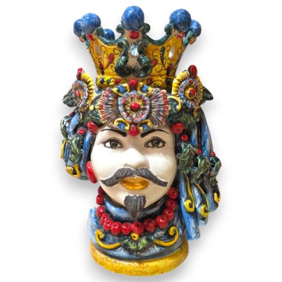 Têtes mauresques siciliennes, env. 50 x 35 cm (paire), céramique de Caltagirone, modèle « Gli Imperiali »