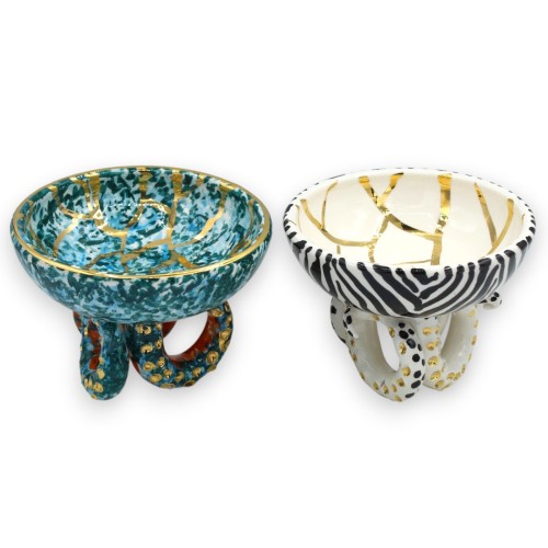 Oktopusschale, Caltagirone-Keramik, Ø 14 cm, Höhe ca. 10...