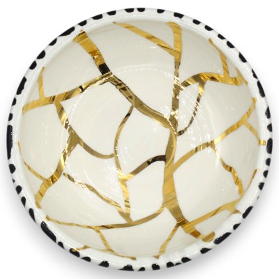 Tigela Polvo, Cerâmica Caltagirone, Ø 14 x 10 cm aprox. Dois modelos (1 unidade) Design moderno, Esmalte em ouro 24k
