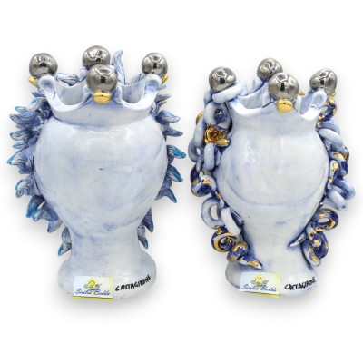 Figures mythologiques, Méduse ou Triton, céramique de Caltagirone, env. 22 cm de hauteur (1 pièce), émail platine et or 24 carat