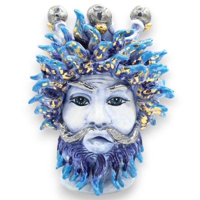 Mythological Figures, Medusa or Triton, Caltagirone ceramic, approx. 22 cm high (1 unit) Platinum and 24K Gold enamel