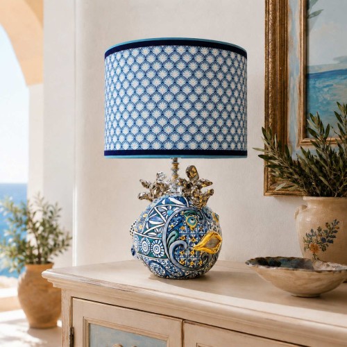 Puffer Fish Lamp, Caltagirone ceramic, approx. 55 x 35... 2