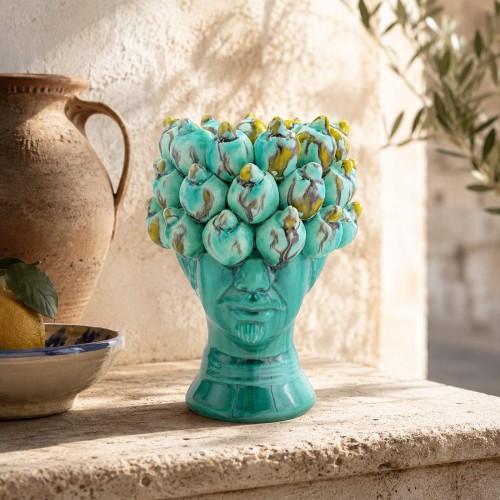 Moor's Head with Lemon Crown, Sicilian ceramic h 22 x 16... 2