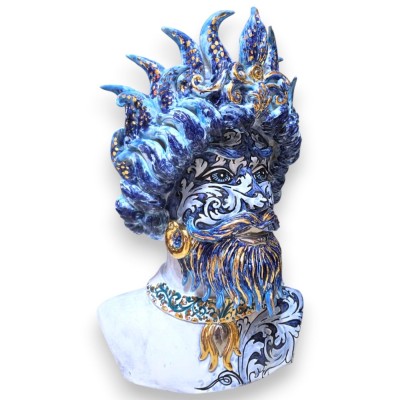 Głowa modelu Triton, ceramika Caltagirone, seria ÉLITE, wys. 55 x 30 cm ok. (1 sztuka), emalia 24k złota i platyny