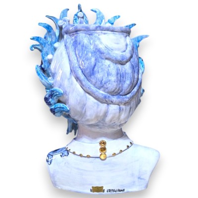 Testa modello Tritone, ceramica Caltagirone, Serie ÉLITE h 55 x 30 cm ca. (1Unità) Smalto oro 24k e Platino