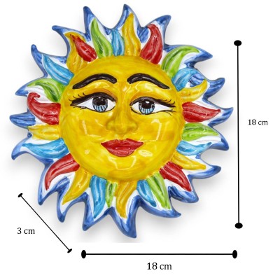 Sonnenfeuer, Caltagirone-Keramik, ca. 18 x 18 cm (1 Stück) Mehrfarbige Strahlen