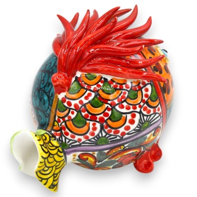Caltagirone keramische kogelvis met bosje chilipepers, 2 maten (1 stuk), moderne decoratie, 24-karaats verguld emaille