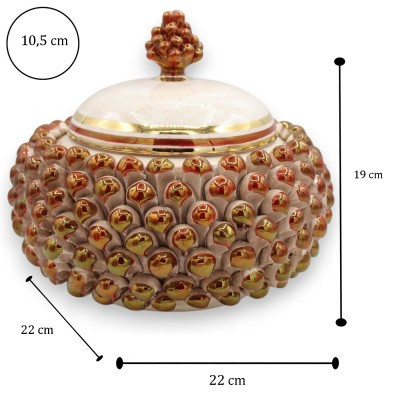 Tarro para galletas Pigna, cerámica de Caltagirone, Ø 22 cm aprox. Blanco antiguo, con esmalte de oro de 24k y esmalte rubí.