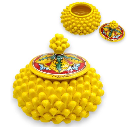 Boîte à biscuits ou à bijoux en forme de pomme de pin sicilienne, céramique de Caltagirone, Ø 22 cm environ (1 unité) Diverses d