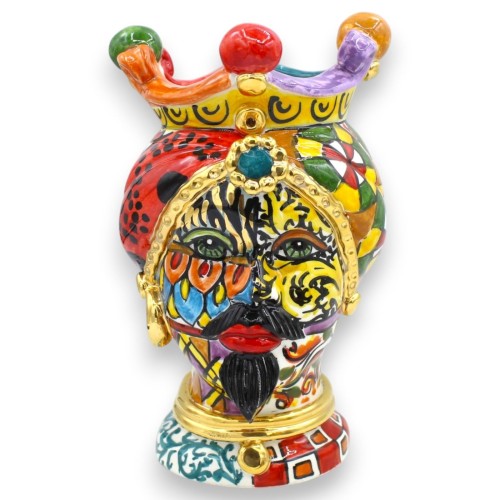 Tête de Maure de Caltagirone, hauteur 23 cm environ (1 unité), série ÉLITE, modèle MINERVA, émail or pur 24 carats