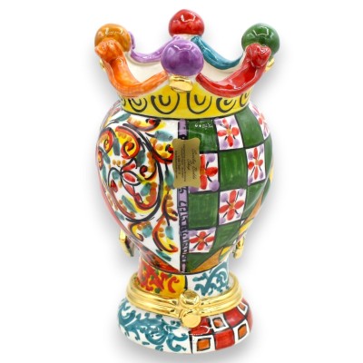 Kopf des Caltagirone-Mohren, ca. 23 cm hoch (1 Stück), Serie ÉLITE, Modell MINERVA, 24 Karat reines Gold-Emaille