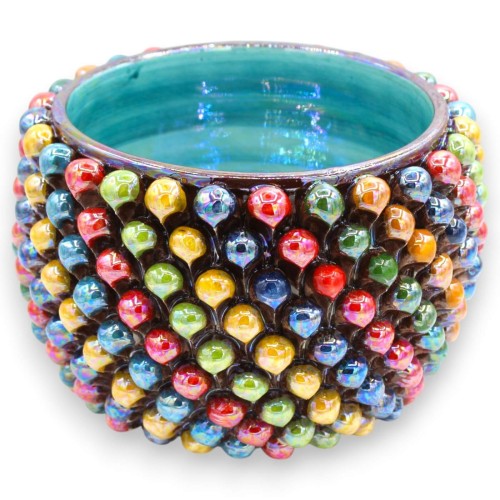 Multi-colored pine cone cachepot, Caltagirone ceramic, Ø...