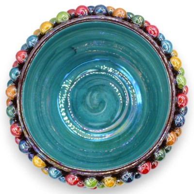 Mehrfarbiger Übertopf in Form eines Kiefernzapfens, Caltagirone-Keramik, ca. Ø 20 x 15 cm, Perlmutt-Emaille MD6