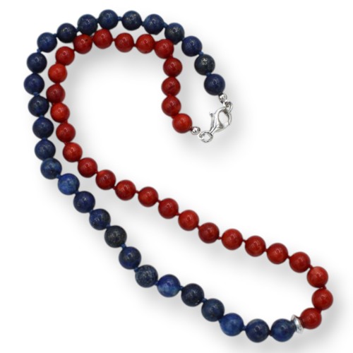 Collana Unisex Artigianale con Sfere di Lapis e sfere in... 2