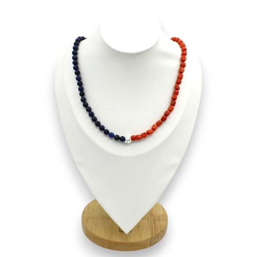 Handcrafted Necklace with Lapis and Natural Coral...