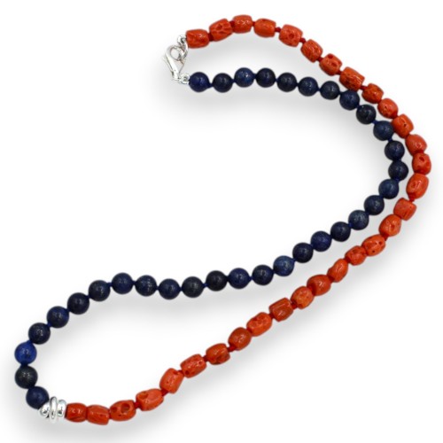Collana Unisex Artigianale con Sfere di Lapis e Corallo... 2