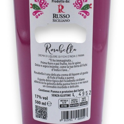 Rosabella, Sicilian Artisan Cream Liqueur with Prickly Pear and Cream, Vol. 17% - 500 ml