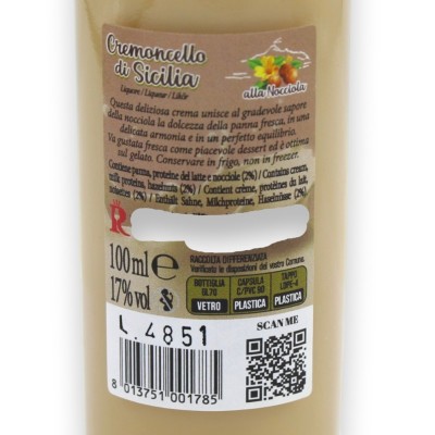 Cremoncello di Sicilia alla Nocciola, 100 ml