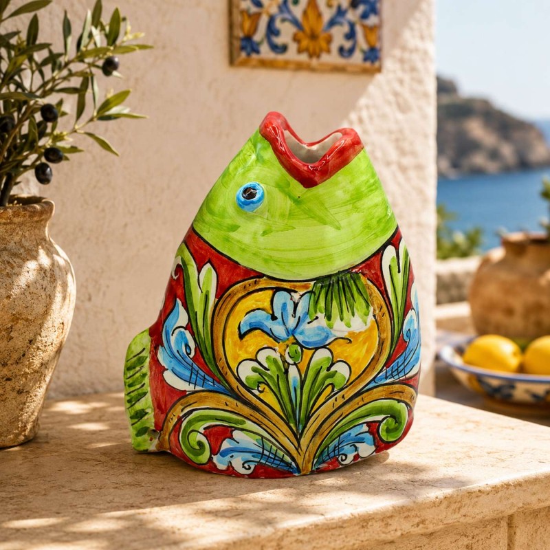 Fischkopf aus Caltagirone-Keramik,...