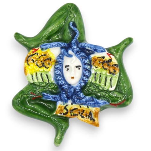 Caltagirone ceramic magnet, Trinacria model, h 8 x W 7 cm... 2