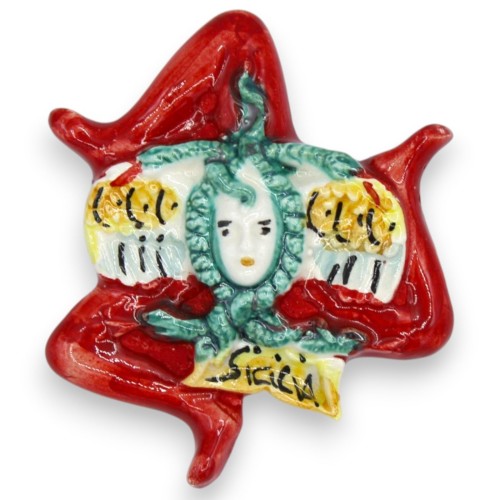 Caltagirone ceramic magnet, Trinacria model, h 8 x W 7 cm... 2