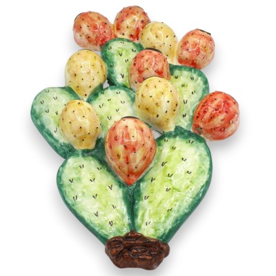 Muurschep in de vorm van een cactusvijg, Caltagirone keramiek, twee maatopties (1 stuk)