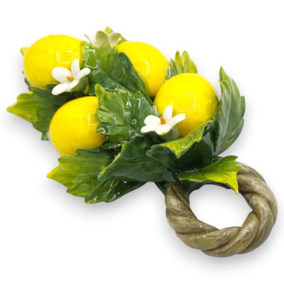 Zitronenbündel mit Zopf, feine Keramik, ca. H 24 x B 14 cm, mit Orangenblütenapplikationen