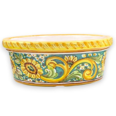 Caltagirone oval vas i keramik, 2 storlekar (1 enhet) barock och solrosdekoration