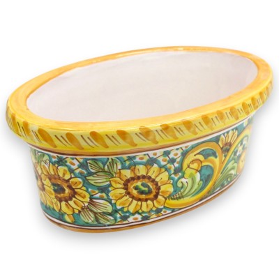 Caltagirone oval vas i keramik, 2 storlekar (1 enhet) barock och solrosdekoration