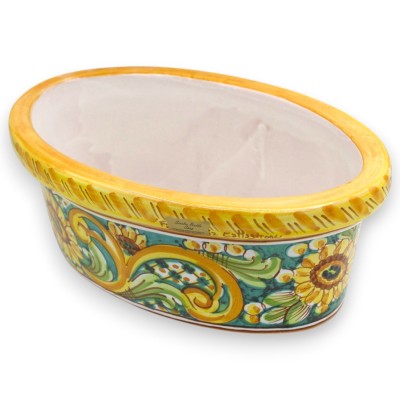 Caltagirone oval vas i keramik, 2 storlekar (1 enhet) barock och solrosdekoration