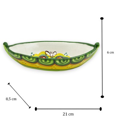 Bandeja para aperitivos em cerâmica Caltagirone, vários tamanhos (1 unidade), decoração com figo-da-índia pálido e fundo verde.