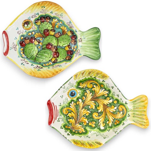 Fiskbricka, serveringsfat, Caltagirone keramik, L 40 x 32...