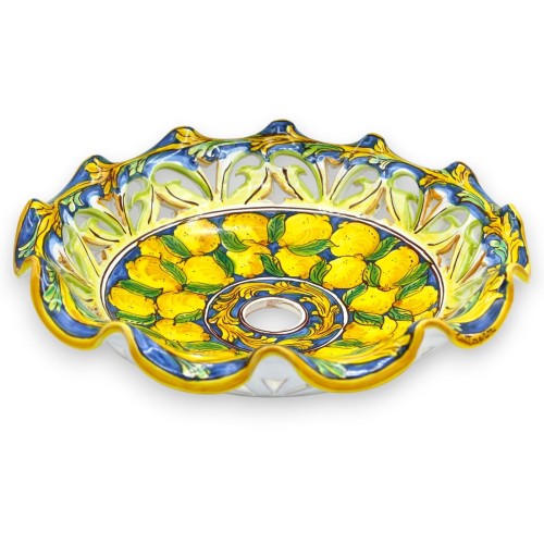 Prato para lustre, cerâmica Caltagirone, ondulado e...