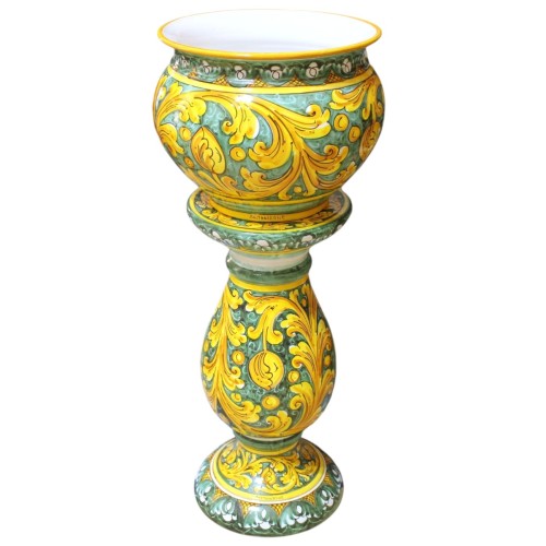 Säule mit Übertopf, Caltagirone-Keramik, ca. 80 x 33 cm...