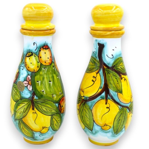 Fles met dop, van fijn Siciliaans keramiek, ca. h 25 x 10...