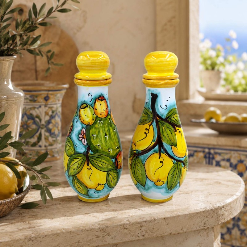 Bottle with cap, in fine Sicilian...