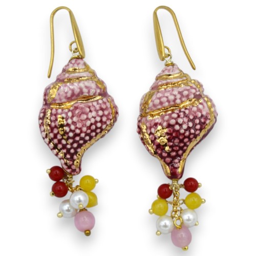 Pendientes de concha, de cerámica de Caltagirone, de unos...